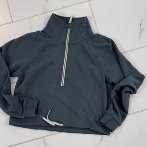 Vuori Women's High-Neck Zip Sweater - Dark Gray